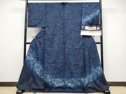 平和屋着物●極上　訪問着　本場縞大島紬　更紗枝花文　寿紬工房謹製　証紙付き　逸品　未使用　CYAA4558s6