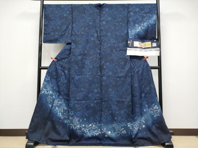 平和屋着物●極上　訪問着　本場縞大島紬　更紗枝花文　寿紬工房謹製　証紙付き　逸品　未使用　CYAA4558s6