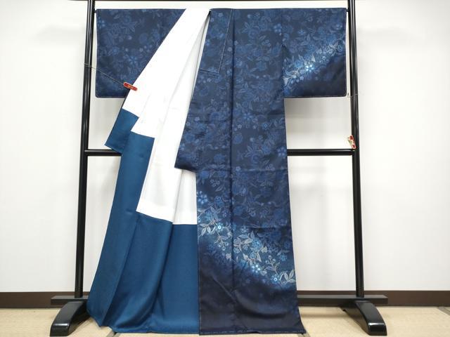 平和屋着物●極上　訪問着　本場縞大島紬　更紗枝花文　寿紬工房謹製　証紙付き　逸品　未使用　CYAA4558s6