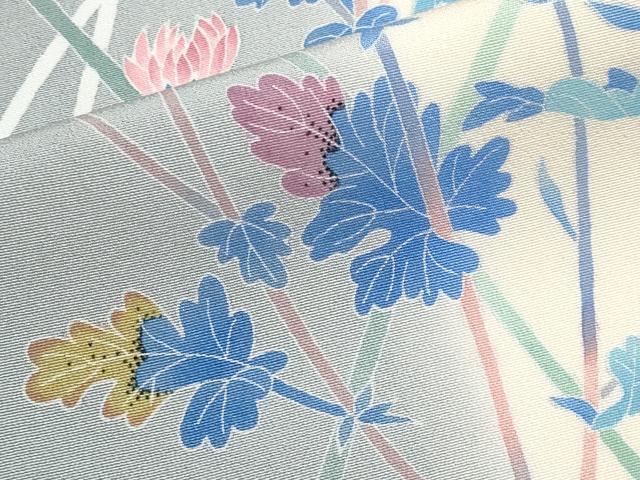 平和屋本店●極上　名匠・初代由水十久師事　本加賀友禅作家　竹内銀風　訪問着　枝菊文　暈し染め　豆がら茶色地　逸品　CYAA5083s6