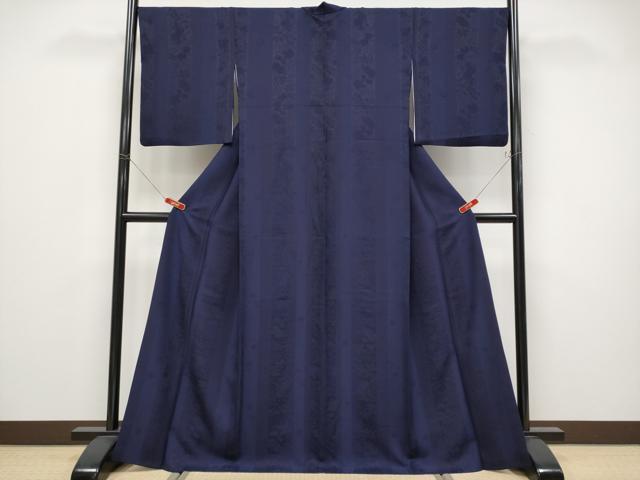 平和屋本店●極上　藍造り国選定無形文化財　藍師・佐藤昭人　色無地　辻が花地紋　黒紅色地　逸品　CYAA5068s6