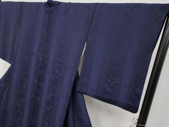 平和屋本店●極上　藍造り国選定無形文化財　藍師・佐藤昭人　色無地　辻が花地紋　黒紅色地　逸品　CYAA5068s6