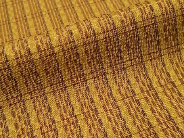 平和屋本店●極上　山下八百子　本場黄八丈　市松綾織　紬　逸品　CYAA5108s6