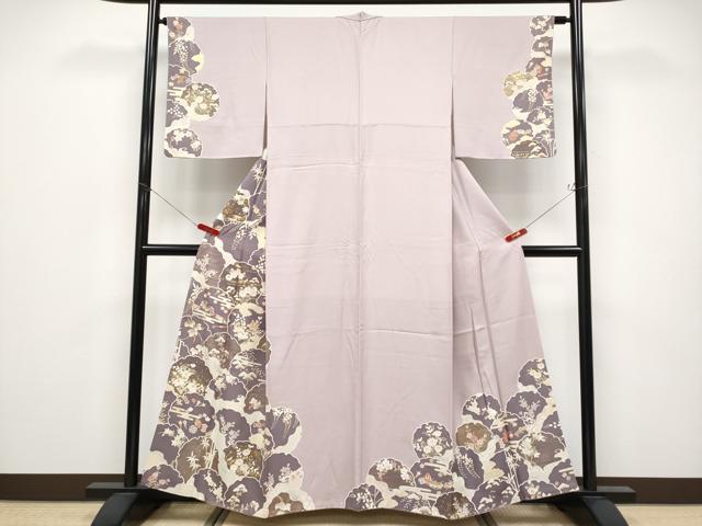 平和屋着物●極上　訪問着　駒刺繍　雪輪重ね吉祥花文　金彩　薄柿色地　逸品　CYAA4568s6