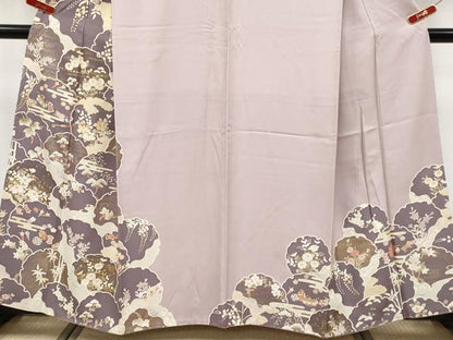 平和屋着物●極上　訪問着　駒刺繍　雪輪重ね吉祥花文　金彩　薄柿色地　逸品　CYAA4568s6