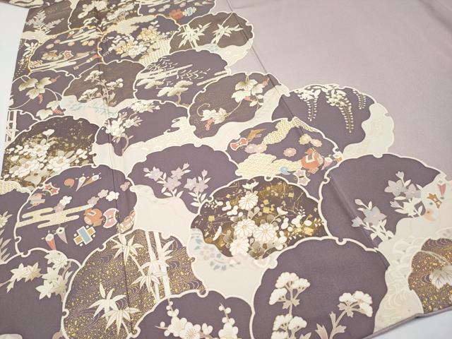 平和屋着物●極上　訪問着　駒刺繍　雪輪重ね吉祥花文　金彩　薄柿色地　逸品　CYAA4568s6