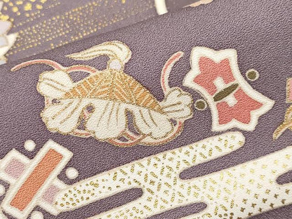 平和屋着物●極上　訪問着　駒刺繍　雪輪重ね吉祥花文　金彩　薄柿色地　逸品　CYAA4568s6