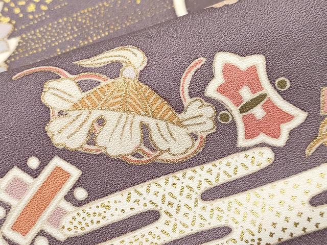 平和屋着物●極上　訪問着　駒刺繍　雪輪重ね吉祥花文　金彩　薄柿色地　逸品　CYAA4568s6