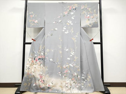 平和屋着物●極上　訪問着　枝花文　暈し染め　金彩　霞色地　逸品　CYAA4569s6
