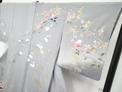 平和屋着物●極上　訪問着　枝花文　暈し染め　金彩　霞色地　逸品　CYAA4569s6