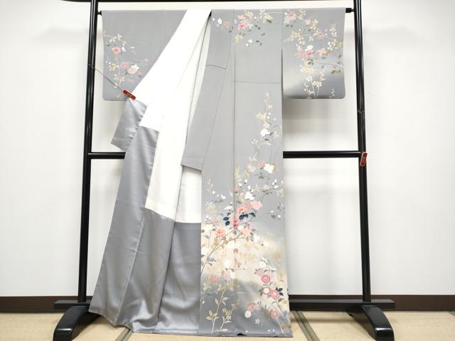 平和屋着物●極上　訪問着　枝花文　暈し染め　金彩　霞色地　逸品　CYAA4569s6