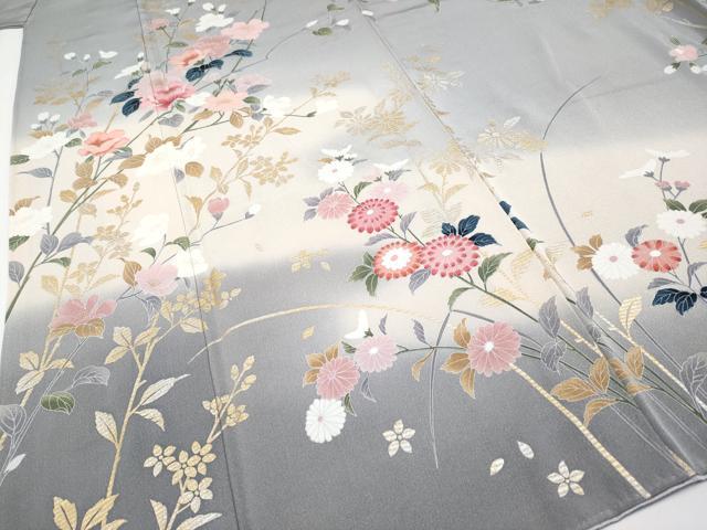 平和屋着物●極上　訪問着　枝花文　暈し染め　金彩　霞色地　逸品　CYAA4569s6