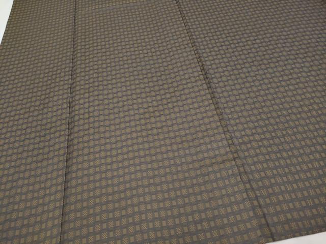 平和屋本店▽極上 男性 お召 単衣 キングサイズ 格子柄 反端付き 逸品 CYAA4570s6