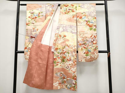平和屋本店[]極上　七五三　女の子　7歳　祝着　駒刺繍　流水草花文　金彩　逸品　CYAA4571s6