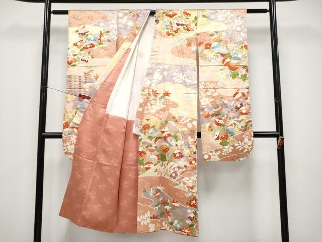 平和屋本店[]極上　七五三　女の子　7歳　祝着　駒刺繍　流水草花文　金彩　逸品　CYAA4571s6
