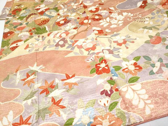 平和屋本店[]極上　七五三　女の子　7歳　祝着　駒刺繍　流水草花文　金彩　逸品　CYAA4571s6