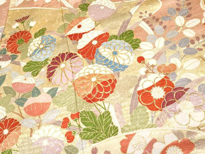 平和屋本店[]極上　七五三　女の子　7歳　祝着　駒刺繍　流水草花文　金彩　逸品　CYAA4571s6