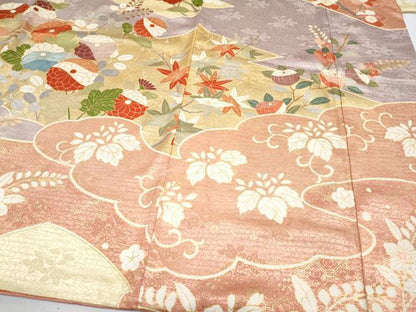 平和屋本店[]極上　七五三　女の子　7歳　祝着　駒刺繍　流水草花文　金彩　逸品　CYAA4571s6