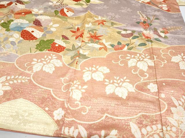 平和屋本店[]極上　七五三　女の子　7歳　祝着　駒刺繍　流水草花文　金彩　逸品　CYAA4571s6