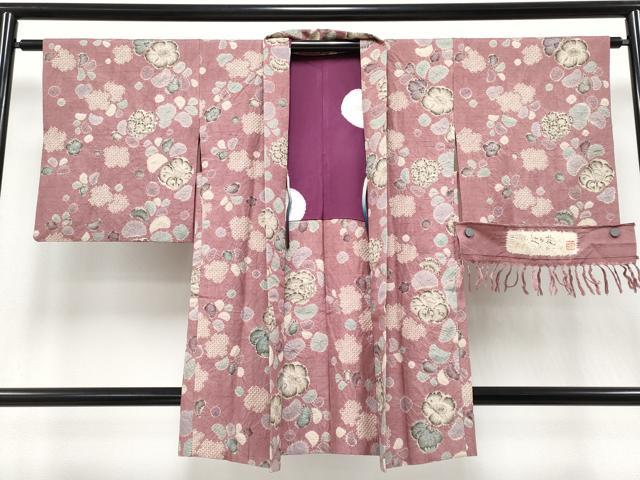 平和屋着物∞極上　西洞院辻が花　大脇一心　長羽織　絞り　蘇芳香色地　反端付き　逸品　CYAA4573s6