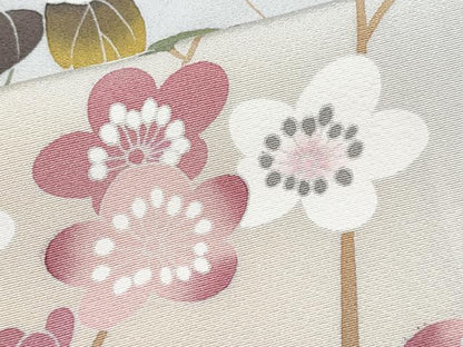平和屋着物●極上　訪問着　友禅　作家物　枝花文　暈し染め　白梅鼠色地　逸品　CYAA4582s6