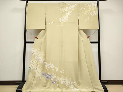 平和屋本店●極上　十日町友禅　女流作家　遠田藤舟　訪問着　胡蝶蘭　浅黄色地　逸品　CYAA4584s6