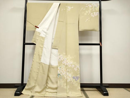 平和屋本店●極上　十日町友禅　女流作家　遠田藤舟　訪問着　胡蝶蘭　浅黄色地　逸品　CYAA4584s6