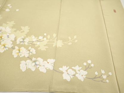 平和屋本店●極上　十日町友禅　女流作家　遠田藤舟　訪問着　胡蝶蘭　浅黄色地　逸品　CYAA4584s6