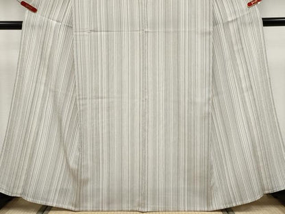 平和屋着物▽極上 本塩沢 単衣 縞 白地 逸品 CYAA4587s6
