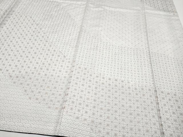 平和屋本店●極上 本場大島紬 訪問着 白大島 総刺繍 刺し子 道長吉祥文 逸品 未使用 CYAA4589s6