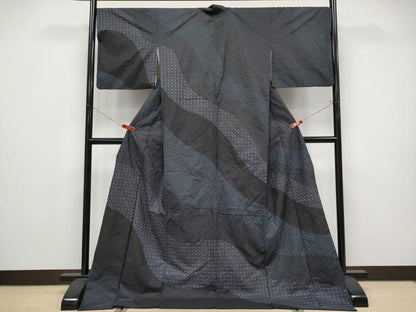 平和屋本店●極上 本場大島紬 訪問着 総刺繍 刺し子 道長吉祥文 逸品 CYAA4590s6