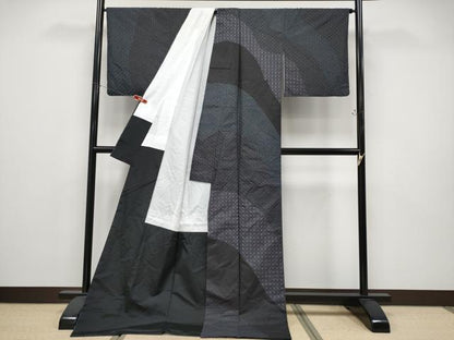 平和屋本店●極上 本場大島紬 訪問着 総刺繍 刺し子 道長吉祥文 逸品 CYAA4590s6