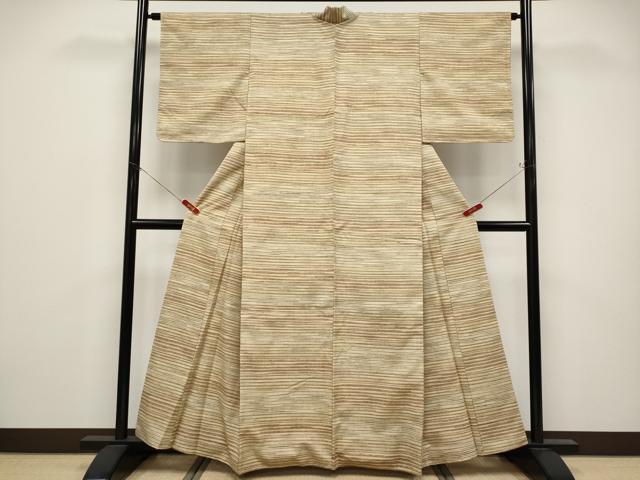 平和屋本店●極上　郡上紬　草木染　横段文　逸品　未使用　CYAA4592s6