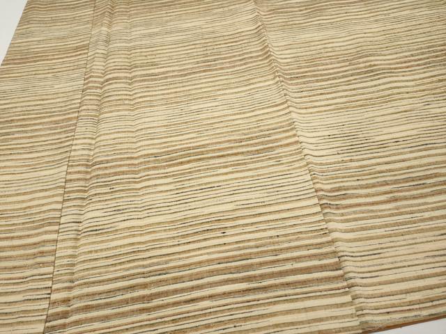 平和屋本店●極上　郡上紬　草木染　横段文　逸品　未使用　CYAA4592s6