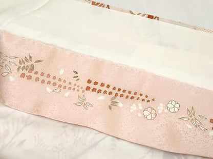 平和屋本店●極上 銀座きしや 訪問着 駒刺繍 扇面花文 暈し染め 金彩 水柿色地 逸品 CYAA4593s6