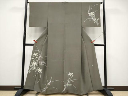 平和屋着物●極上　本加賀友禅作家　小田美知代　訪問着　枝花文　樺茶色地　まるやま扱い　逸品　CYAA4596s6