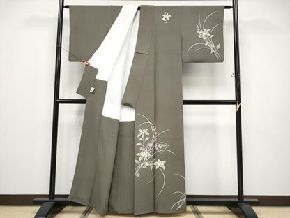 平和屋着物●極上　本加賀友禅作家　小田美知代　訪問着　枝花文　樺茶色地　まるやま扱い　逸品　CYAA4596s6