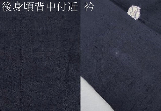 平和屋着物●極上　赤城紬　木版染　絞り　干支　濃紺地　証紙付き　逸品　CYAA4599s6