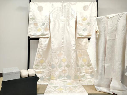 平和屋本店●極上 白無垢 白打掛・掛下・草履セット お引きずり 和装 婚礼 結婚式 花嫁 神社挙式 唐織 鳳凰花文 逸品 CYAA4603s6
