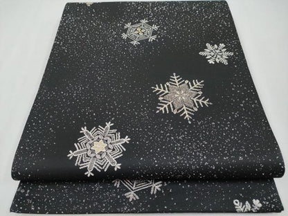 平和屋着物●極上　六通柄袋帯　雪華文　黒地　金銀糸　逸品　CYAA4608s6