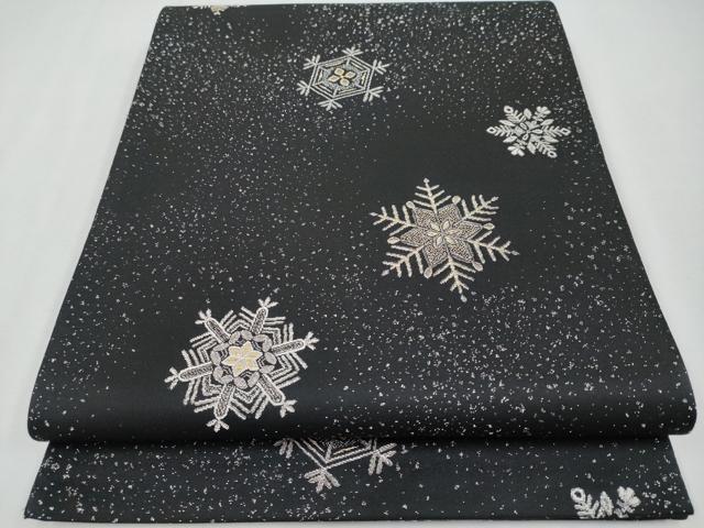 平和屋着物●極上　六通柄袋帯　雪華文　黒地　金銀糸　逸品　CYAA4608s6