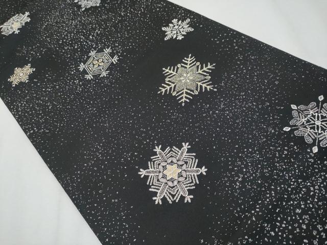平和屋着物●極上　六通柄袋帯　雪華文　黒地　金銀糸　逸品　CYAA4608s6
