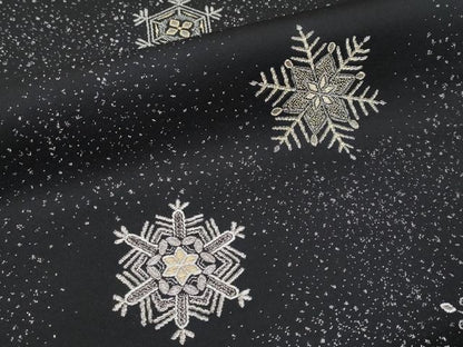平和屋着物●極上　六通柄袋帯　雪華文　黒地　金銀糸　逸品　CYAA4608s6