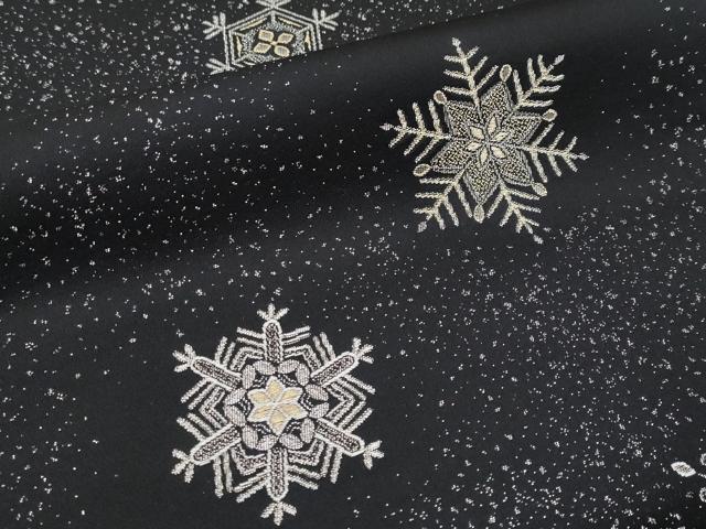 平和屋着物●極上　六通柄袋帯　雪華文　黒地　金銀糸　逸品　CYAA4608s6