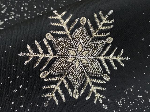平和屋着物●極上　六通柄袋帯　雪華文　黒地　金銀糸　逸品　CYAA4608s6