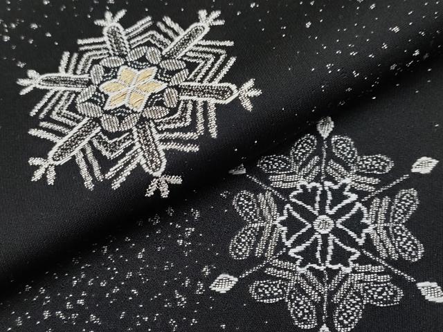 平和屋着物●極上　六通柄袋帯　雪華文　黒地　金銀糸　逸品　CYAA4608s6