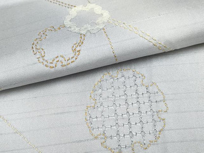 平和屋着物●極上 中国三大刺繍 スワトウ刺繍 総刺繍 本場縞大島紬 訪問着 灰青色 上村絹織物 京都きもの友禅扱い 証紙付 逸品　CYAA4618s6