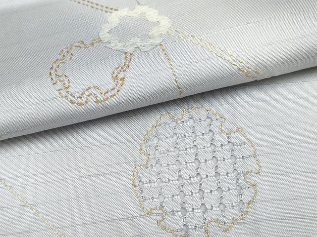 平和屋着物●極上 中国三大刺繍 スワトウ刺繍 総刺繍 本場縞大島紬 訪問着 灰青色 上村絹織物 京都きもの友禅扱い 証紙付 逸品　CYAA4618s6
