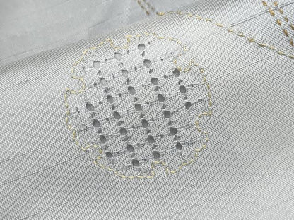 平和屋着物●極上 中国三大刺繍 スワトウ刺繍 総刺繍 本場縞大島紬 訪問着 灰青色 上村絹織物 京都きもの友禅扱い 証紙付 逸品　CYAA4618s6