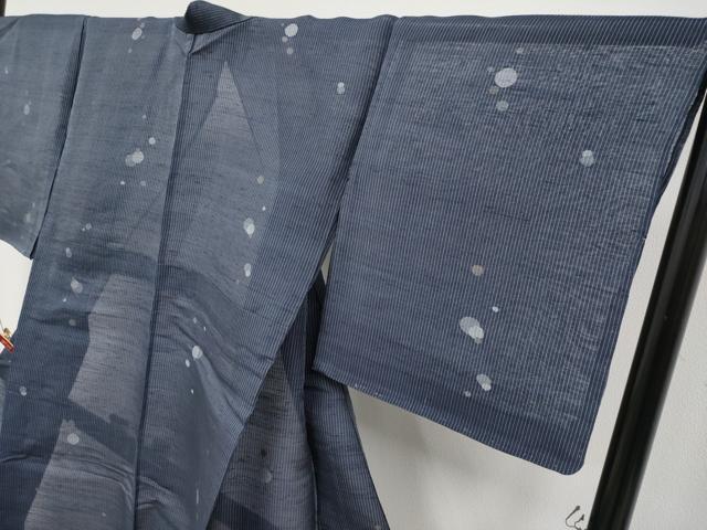 平和屋着物＊極上　夏物　紗紬　大小あられ　濃紺地　逸品　未使用　CYAA4619s6